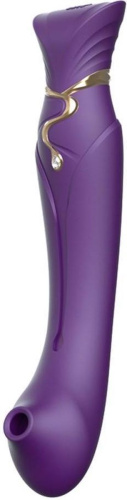 Zalo Queen Set Pulse Wave Clit Stim - Премиальный вибратор для клитора с насадкой для вакуумной стимуляции, 21.6х3.5 см (фиолетовый)